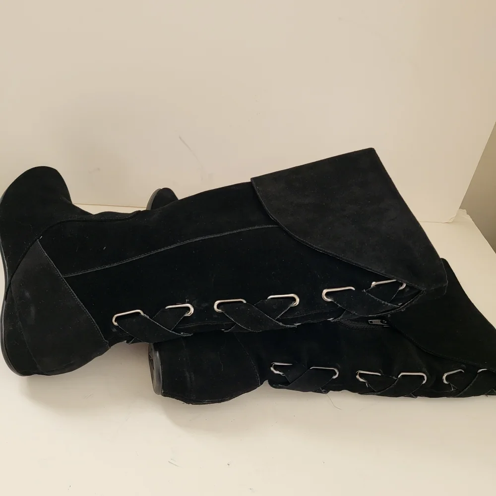 Stylish Black Suede Over the Knee Boots